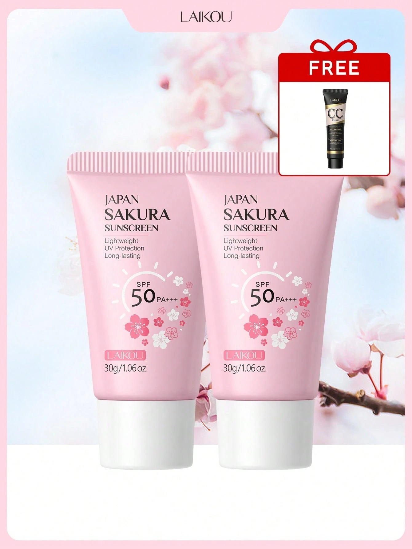 Kit Maquillage Solaire 2en1 CC Cream SPF50 LAIKOU