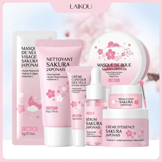 Ensemble de soins LAIKOU Japan Sakura 7 pièces - vue d'ensemble du coffret