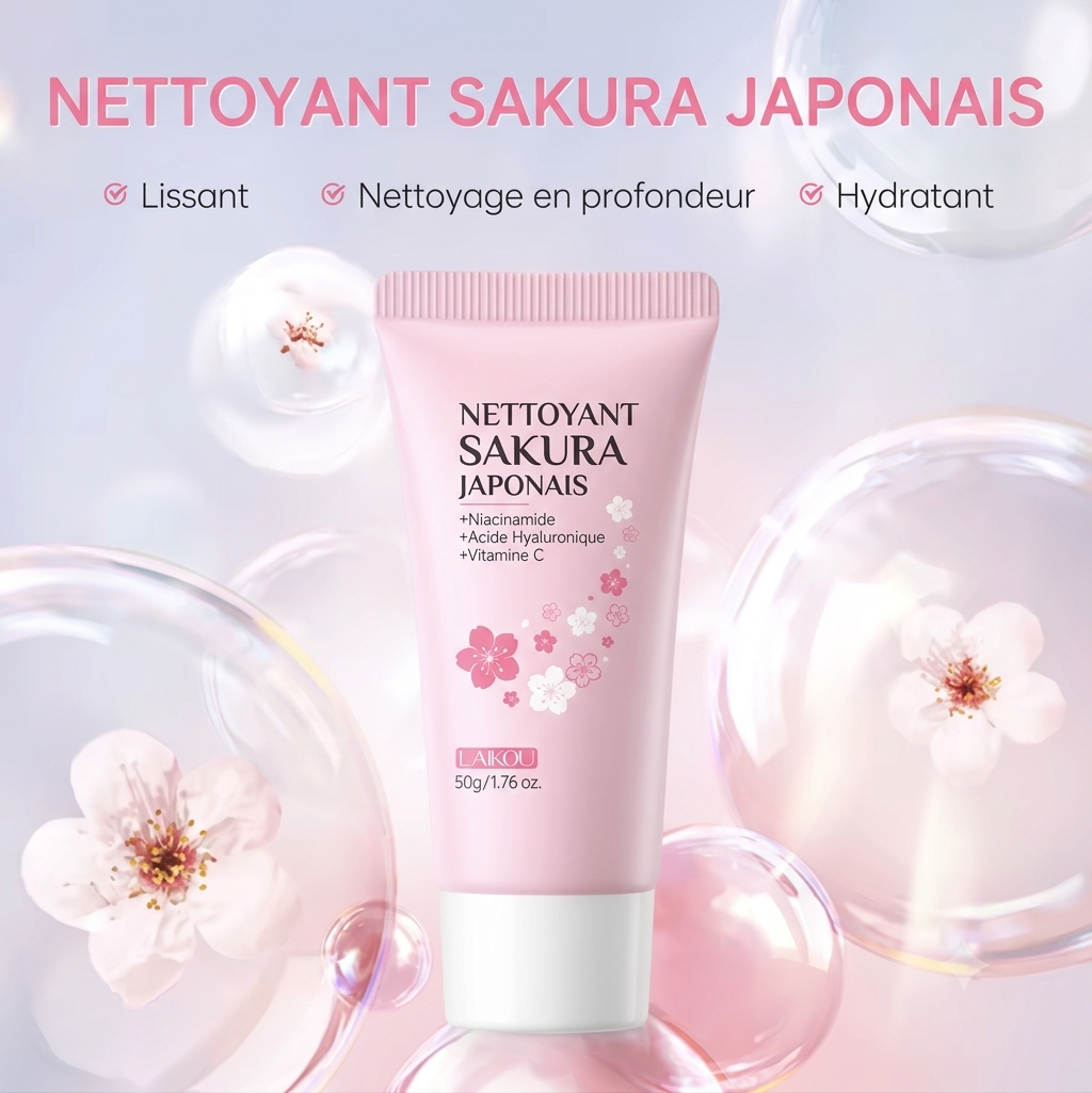 Ensemble de soins LAIKOU Japan Sakura - produits du coffret présentés