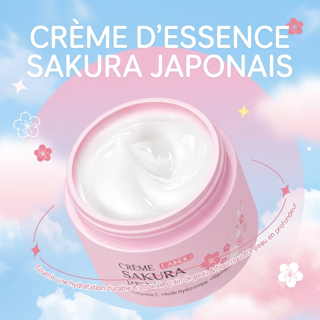 Ensemble de soins LAIKOU Japan Sakura - détail des 7 pièces du coffret