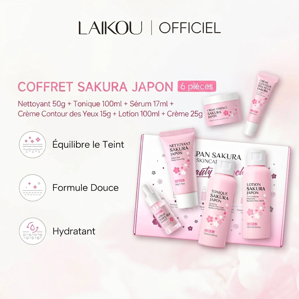 Coffret Soins Visage Sakura LAIKOU 6 Pièces
