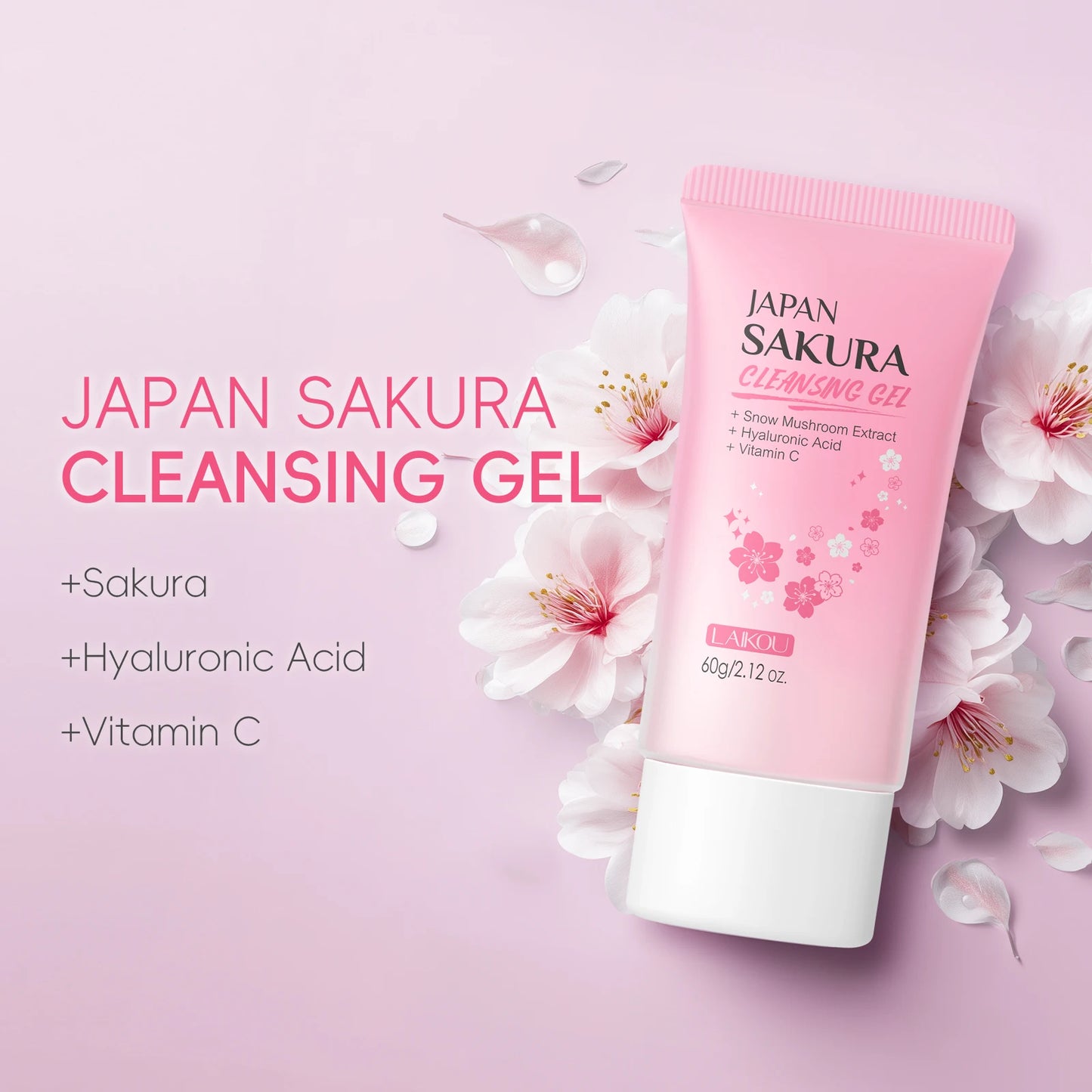 Gel Nettoyant Visage LAIKOU Sakura - texture