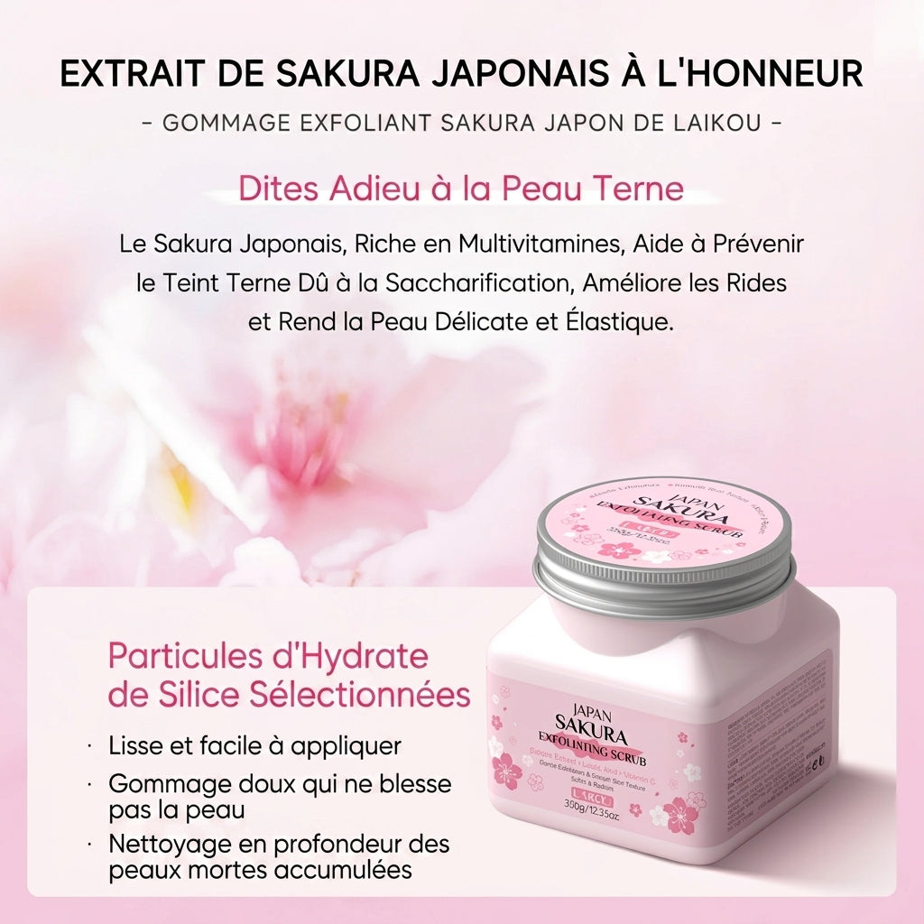 Gommage Visage Doux LAIKOU Sakura – 25 / 80 / 350 g