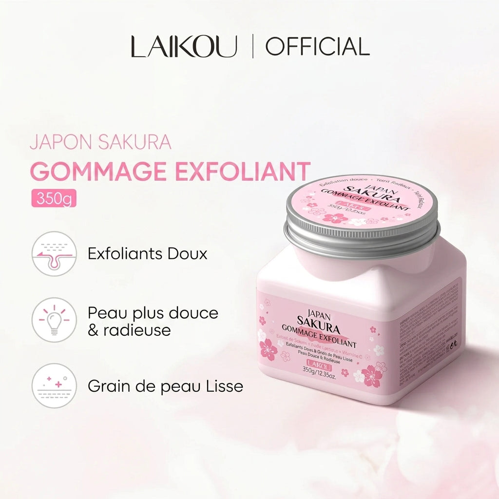 Gommage Visage Doux LAIKOU Sakura – 25 / 80 / 350 g