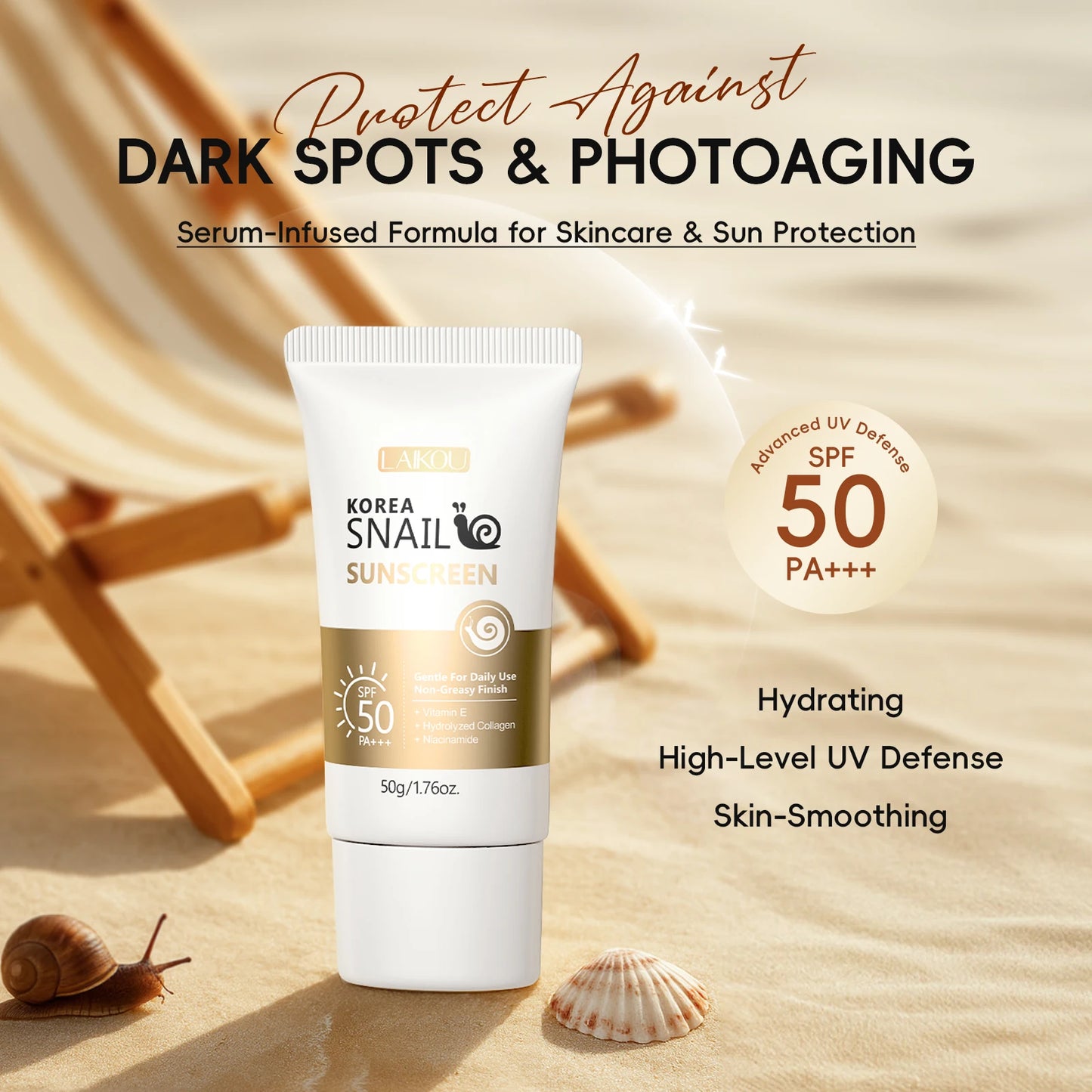 Crème Solaire Escargot SPF50 PA+++ LAIKOU