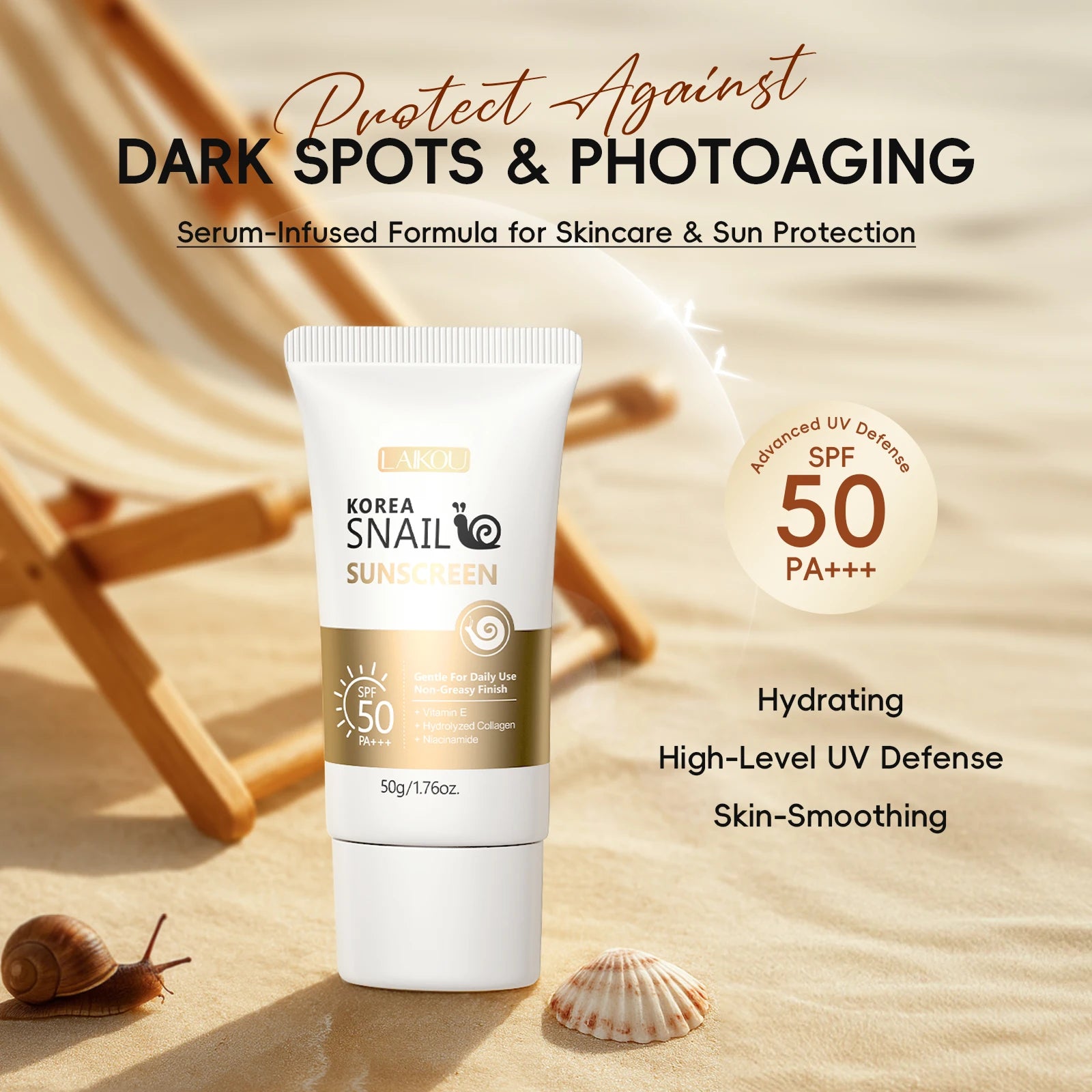 Crème Solaire Escargot SPF50 PA+++ LAIKOU