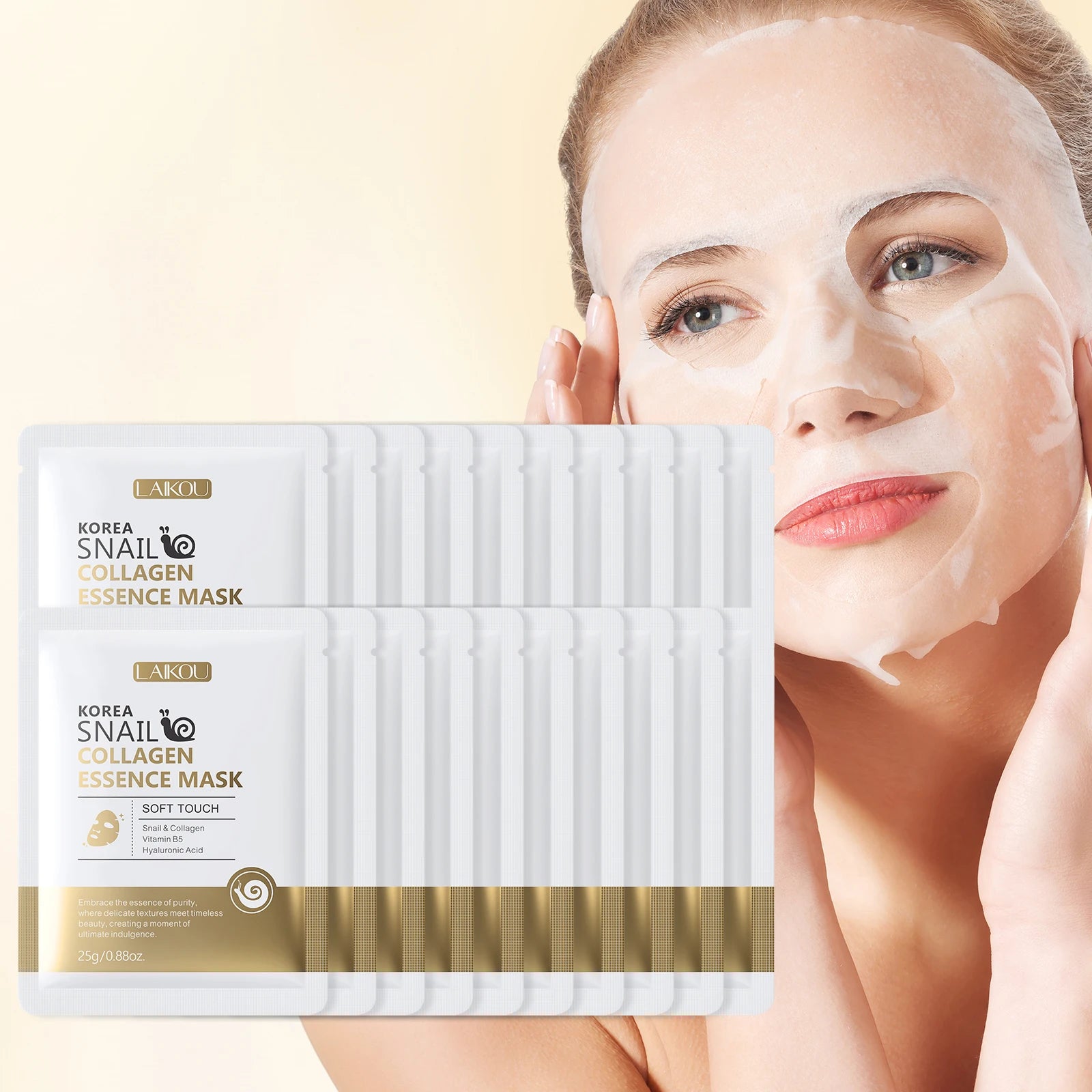 Masque Essence Collagène Escargot LAIKOU 25g x20