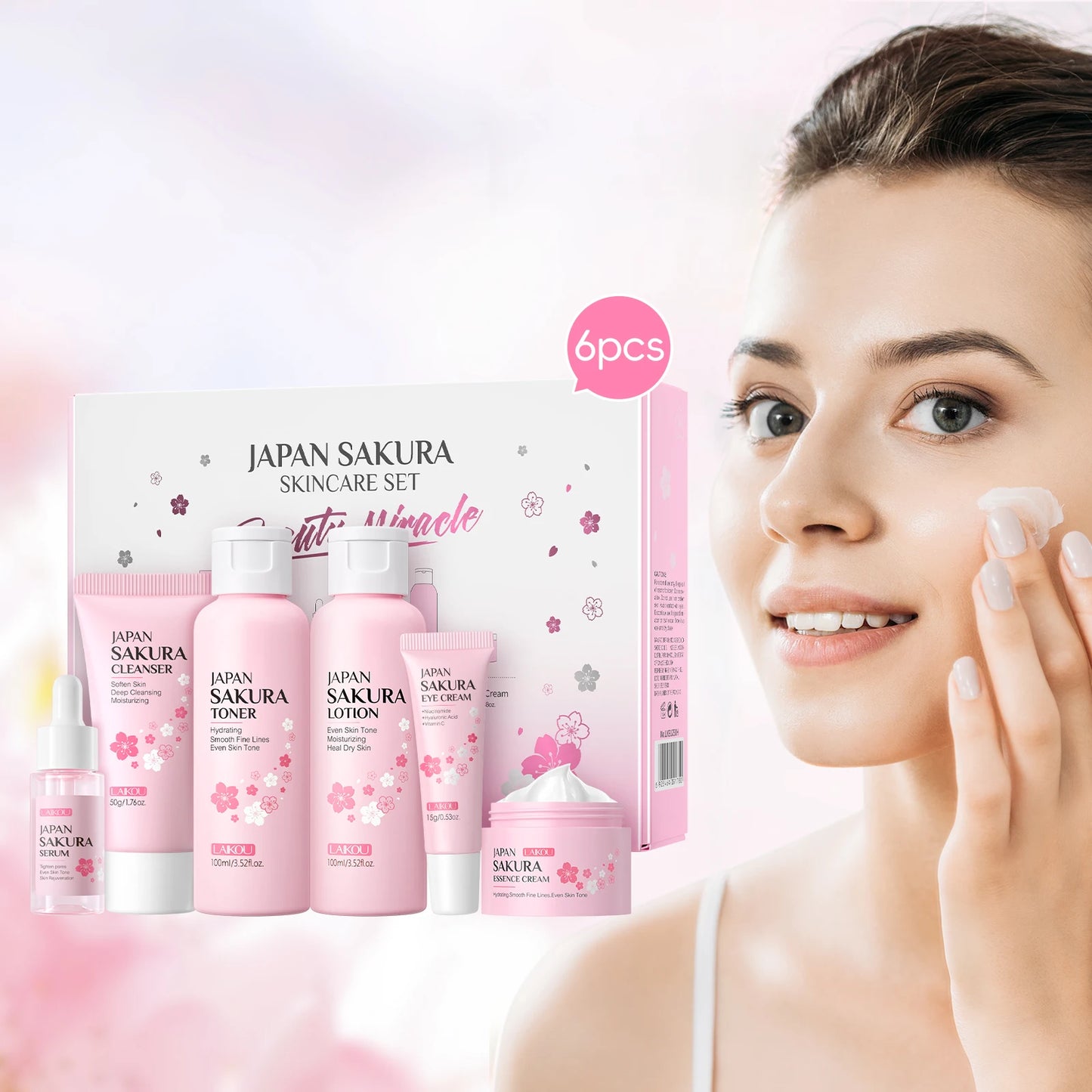 Coffret Soins Visage Sakura LAIKOU 6 Pièces