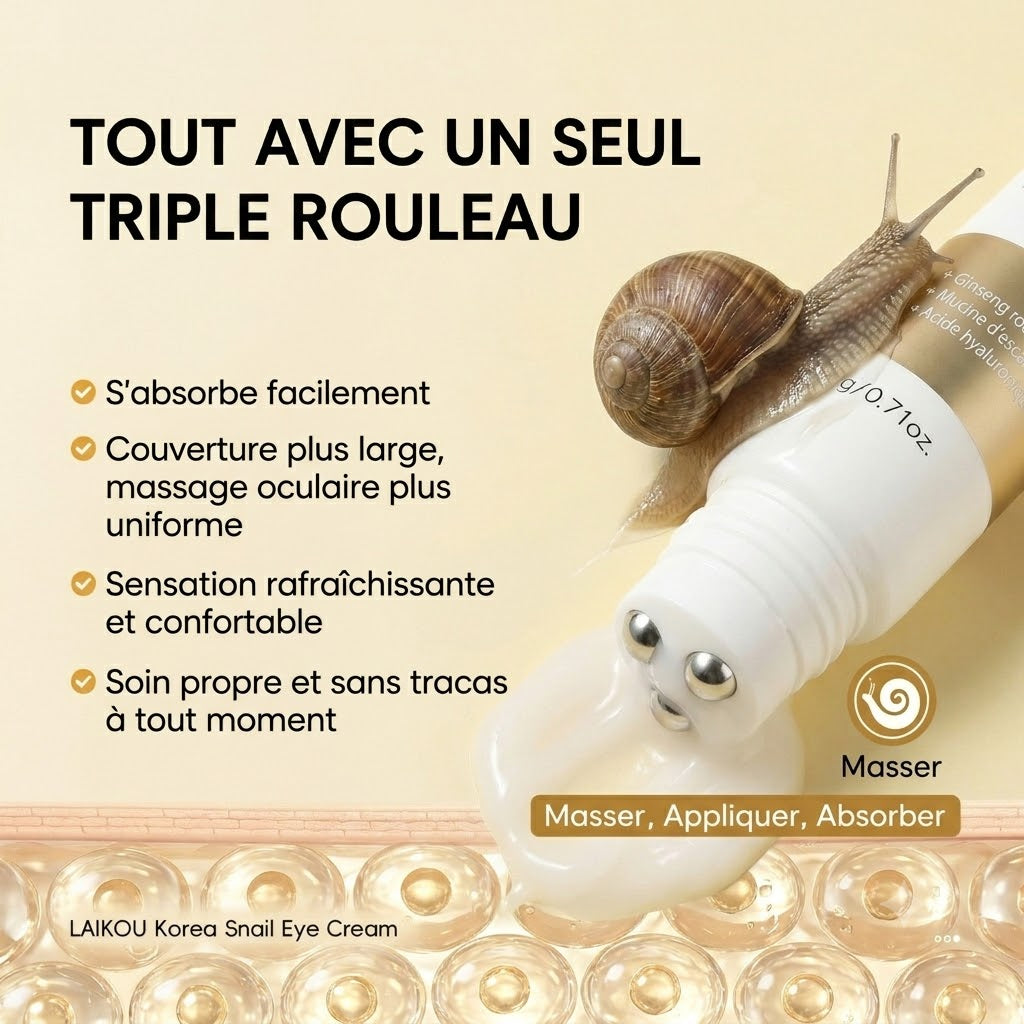 Crème Contour des Yeux Escargot à Bille LAIKOU 20 g